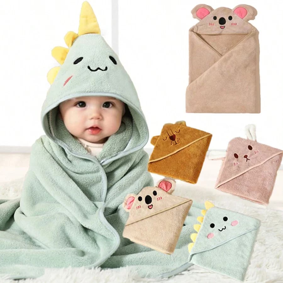 Children's Bath Towel Cartoon Infant Swaddle Bathrobe for Kids Fleece Cover Hot Changing Mat for Kids