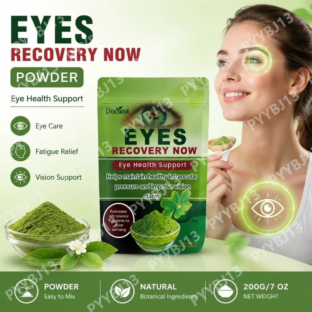 Docteat Eye Health Support Supplement Powder Lutein Zeaxanthin Bilberry Eyebright Zinc Vitamins A C E Botanical Blend 200g 7oz