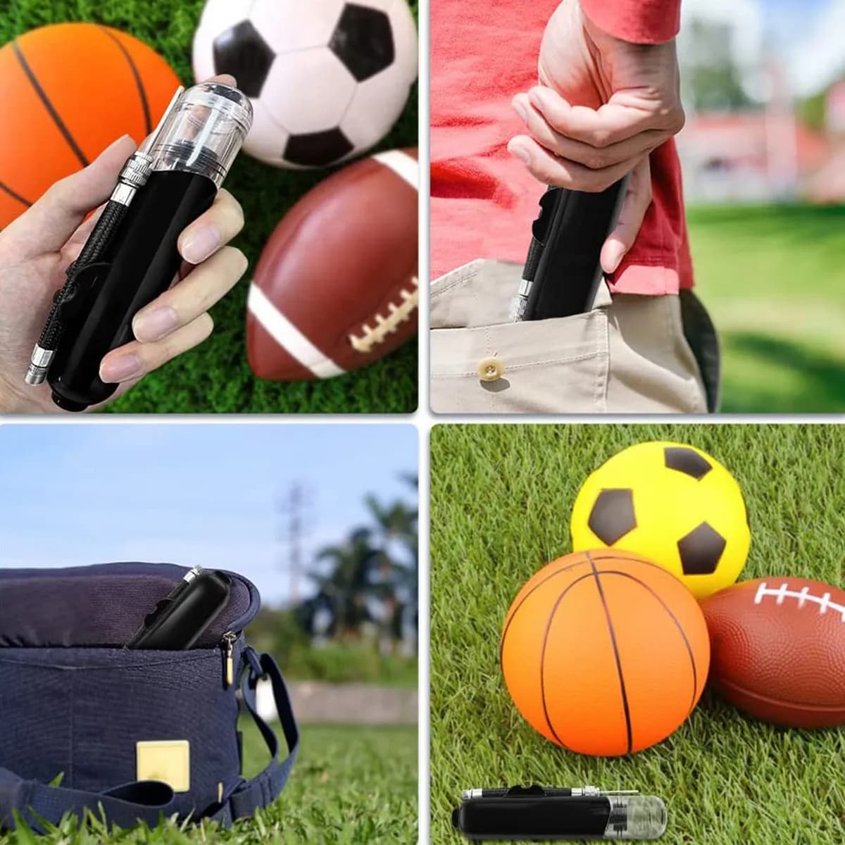 A74K-Air pump for basketball pump, for sports balloons with 10-piece needles and 2-piece nozzles, for football ball