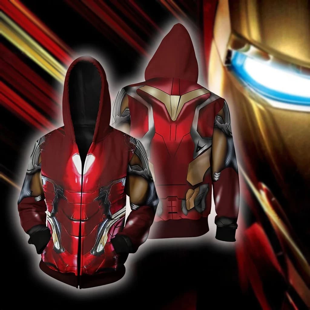 Marvel Iron Man 3D Giochi di ruolo Giacca sportiva con cerniera Bambini Halloween Felpe con cappuccio autunno/inverno Uomo e donna Top moda casual
