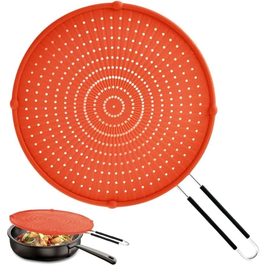 Paraspruzzi per padella, protezione anti-schizzi di grasso, paraspruzzi resistenti al calore per frittura, paraspruzzi in silicone per E