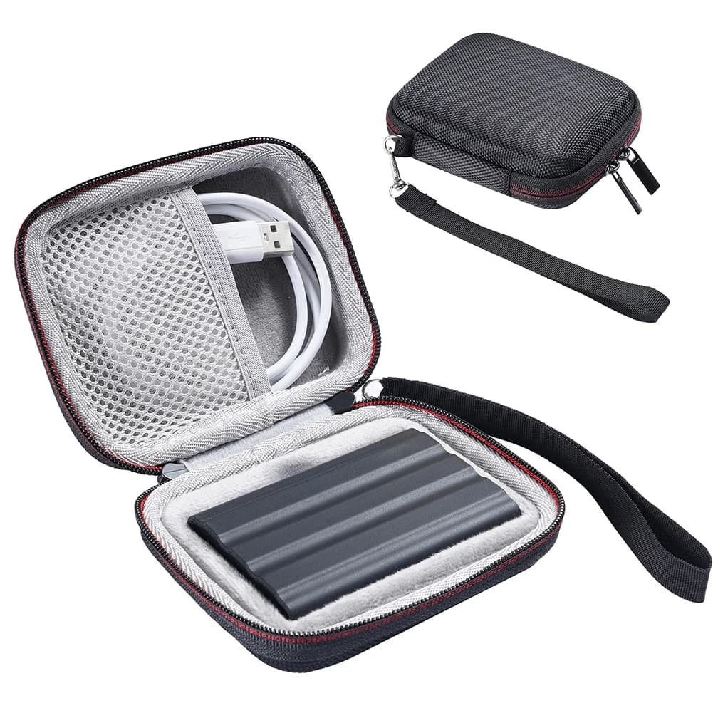 Custodia Rigida con Tasca a Rete e Cinghia da Polso, Borsa per Hard Disk Esterno in EVA per Samsung T7 Shield/T9 4TB/2TB/1TB SSD