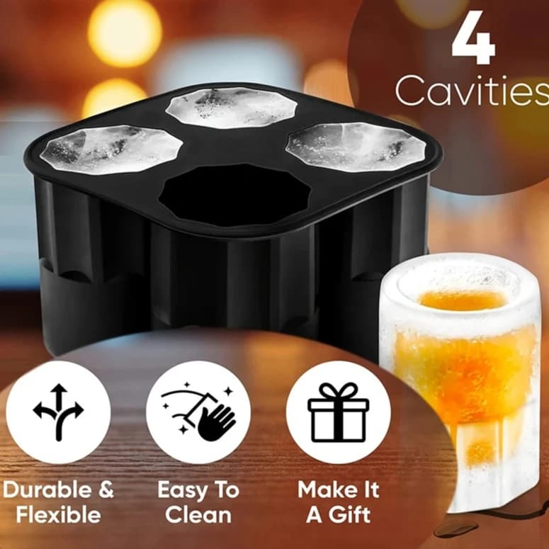 Vassoio per stampi per cubetti di ghiaccio in silicone a forma di tazza da 2 pezzi, per realizzare bicchieri estivi, bar, feste, whisky congelato, birra, cocktail freddo