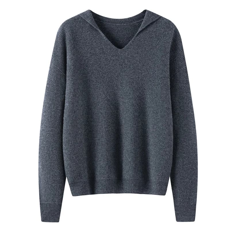 Maglione di puro cashmere al 100% da donna con risvolto pullover lavorato a maglia di fascia alta lingotto ago casual top in cashmere allentato camicia con fondo caldo