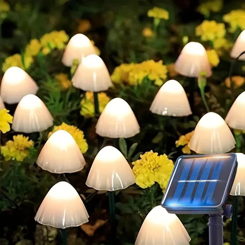 Luci Solari a Forma di Fungo, 12 Luci Solari da Patio, Luci Solari Decorative per Giardino, Cortile, Portico, Matrimoni, Feste, Halloween, Natale