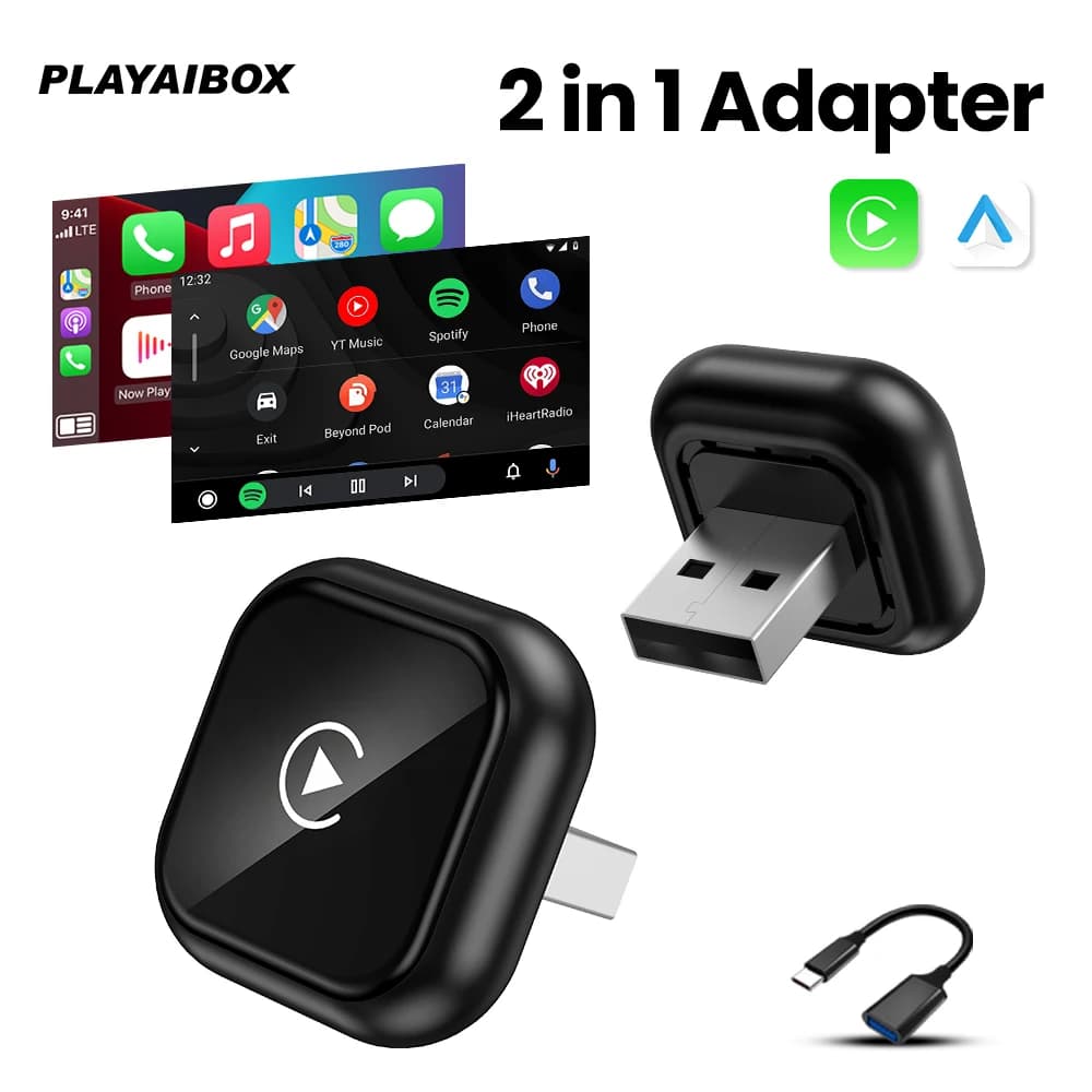 2026 NEW Wireless Carplay Adapter Android Auto 2in 1 Smart Dongle For iPhone Phone Android For Volvo Benz Mg Kia Chery VW Honda