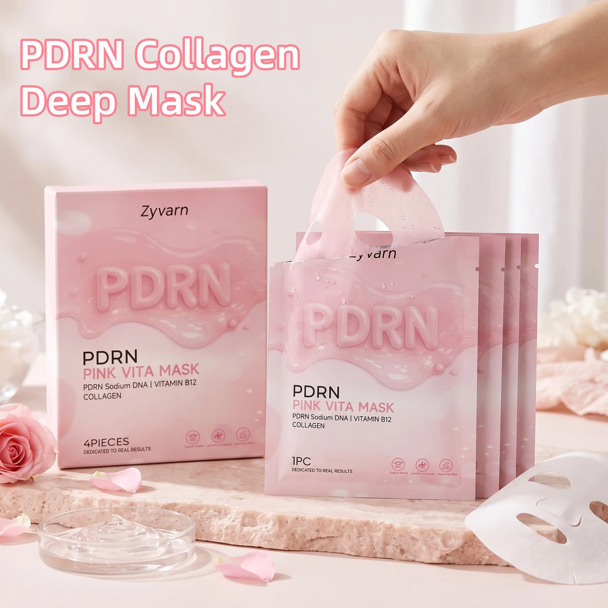 Salmon PDRN Collagen Mask 24H Long Lasting Hydrate Minimize Face Pores Boost Skin Elasticity Firm Smooth Bio-Collagen Deep Mask