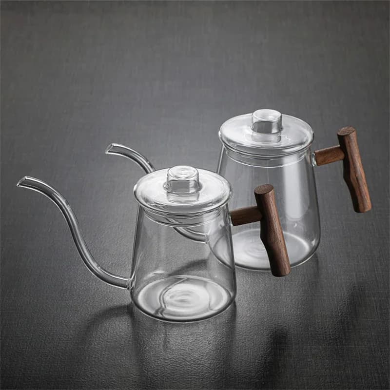 480/700ml Glass Coffee Tea Pot Gooseneck Drip Kettle Swan Neck Thin Mouth Long Mouthed Pot Coffee Maker Home Teapot