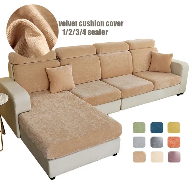 1/2/3/4 seat velvet sofa lining for pillow sofa thick liner soft solid sofa decoration easy to wash for armchair chaselong Lshape