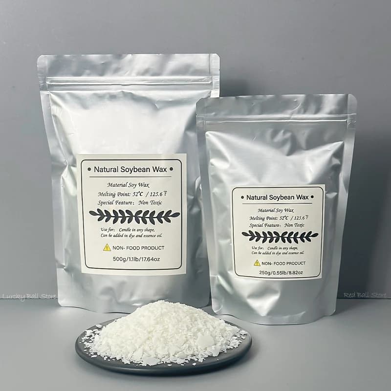 Cera di Soia Naturale per Candele Fai da Te 100/250/500/1000g, Materiali per la Realizzazione di Candele Profumate, Materiale Grezzo per Candele Senza Fumo, Stoppini per Candele, Artigianato