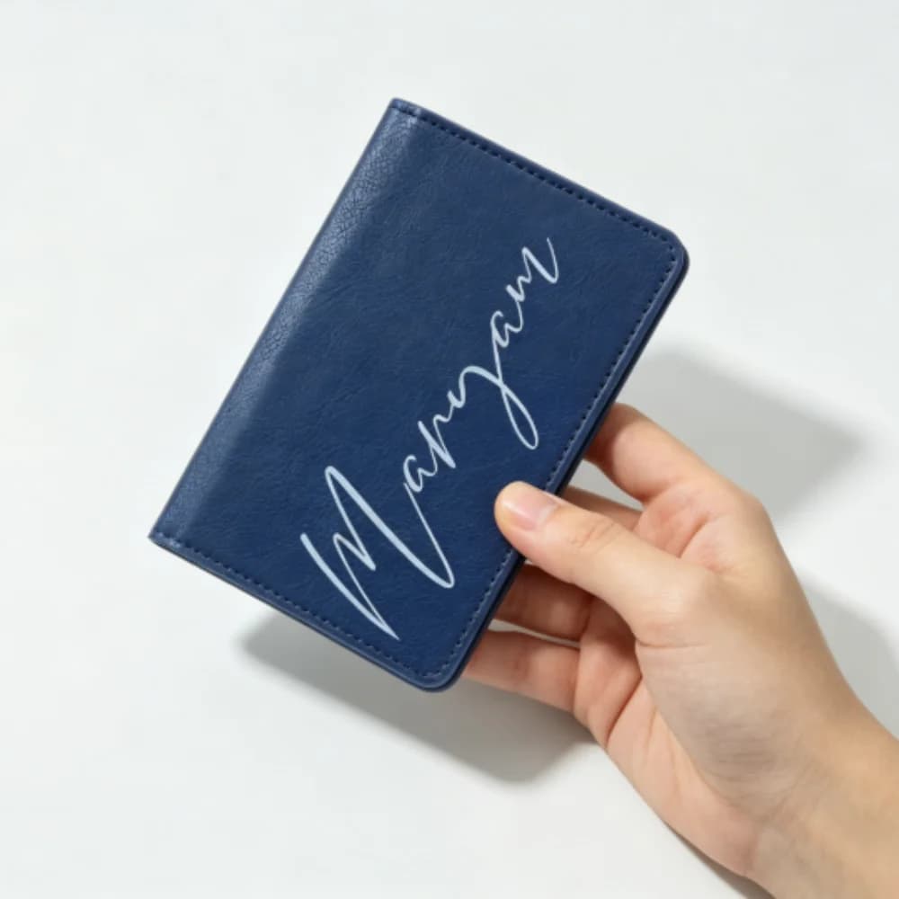 Personalized Monogram Texture Passport Holder, Custom Name, Faux Leather Travel Passport Cover Accessories