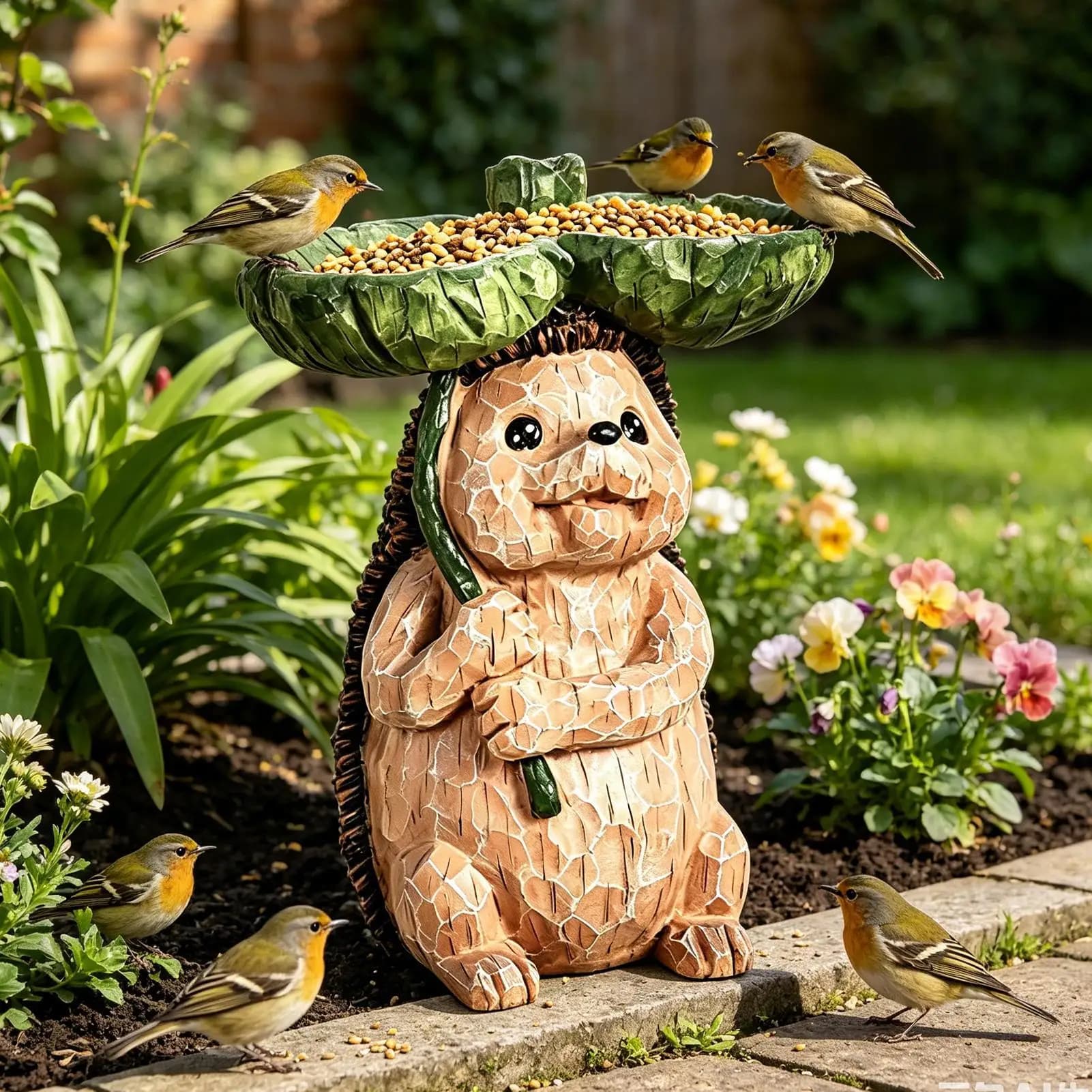 Garden Bird Feeder Realistic Resin Pet Food Dish Standing Bird Feeder Bowls For Patio For Macaws Budgies Parrot Sparrow Parakeet