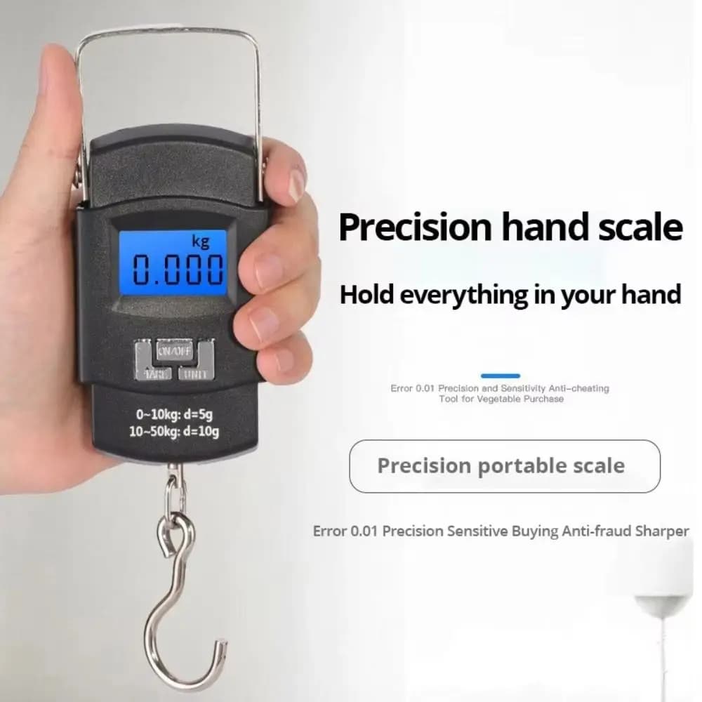 Black Color Portable Luggage Scale 10g Precision 50kg Capacity Electronic Scale Digital Screen LCD Display