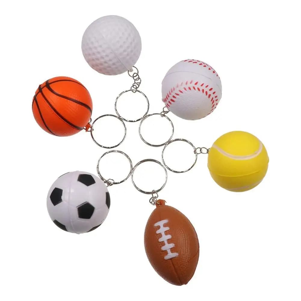 Basketball Shape PU Leather Keychain, Football, Baseball, Handball, Golf, Balloon Shape Creative Pendant, Birthday Gift