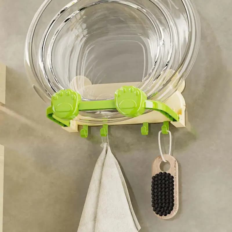 Supporto per lavabo da bagno Ventosa pieghevole Porta coperchio per pentola da cucina da parete con ganci Porta coperchio per vaso per asciugamano da bagno senza punzonatura