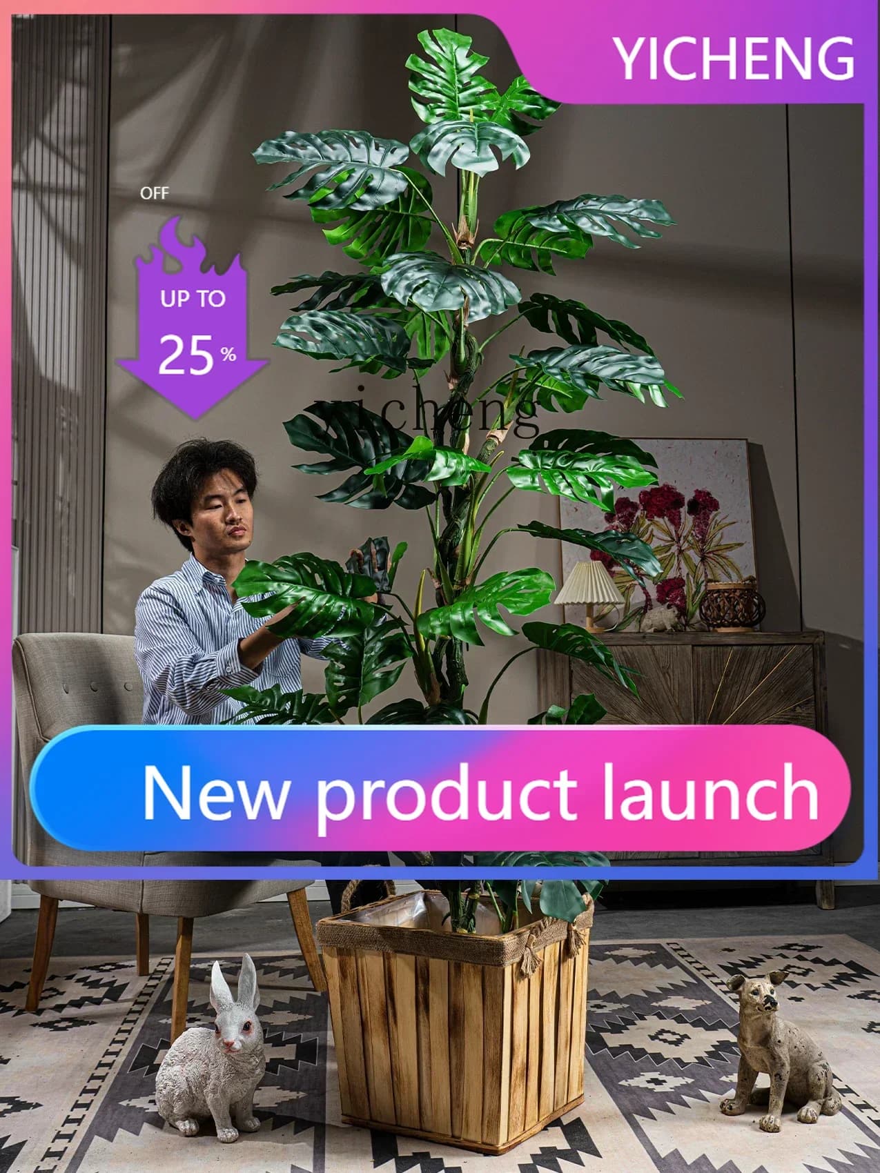 LYY large turtle bamboo simulation tropical plant landscaping decoration indoor bionic potted plant ornament