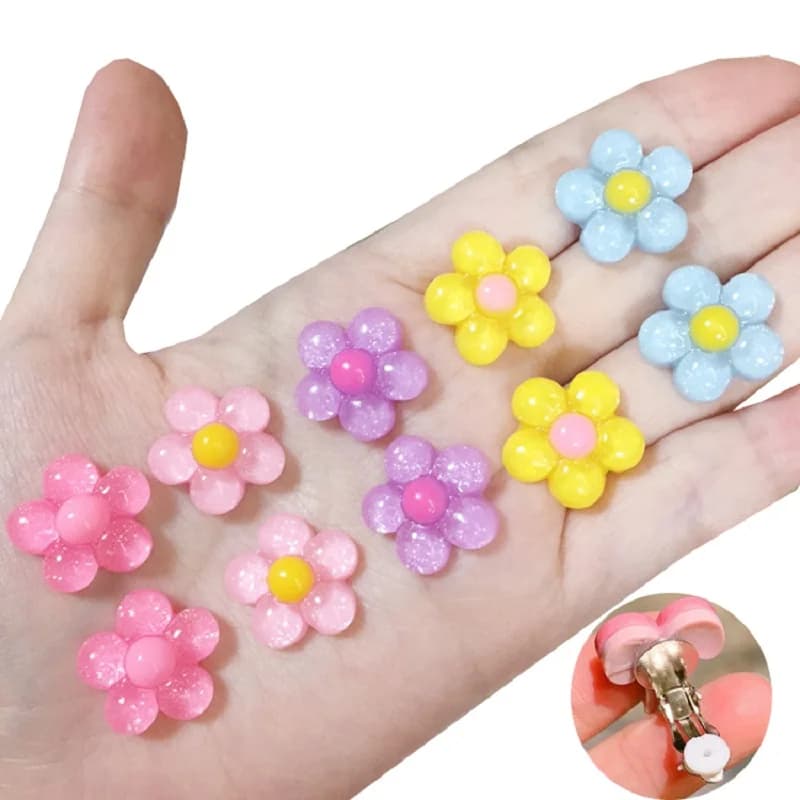 10 pezzi per bambini carino frutta fiori clip per orecchio polsino per l'orecchio creativo cartone animato ragazza orecchino clip principessa dolce clip orecchino gioielli per bambini