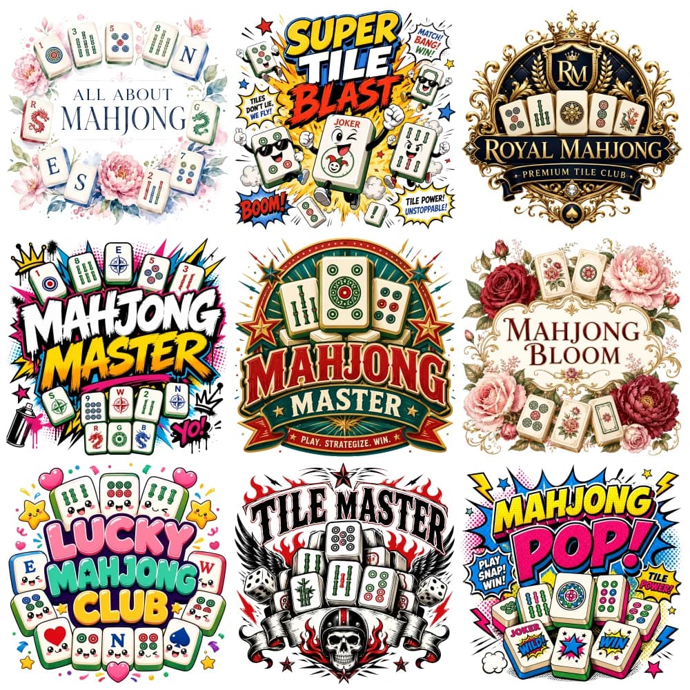 9 Pcs Mahjong Tile Iron on Transfers Washable heat transfer stickers for Clothing T-Shirt Jeans Applications DTF Transfers