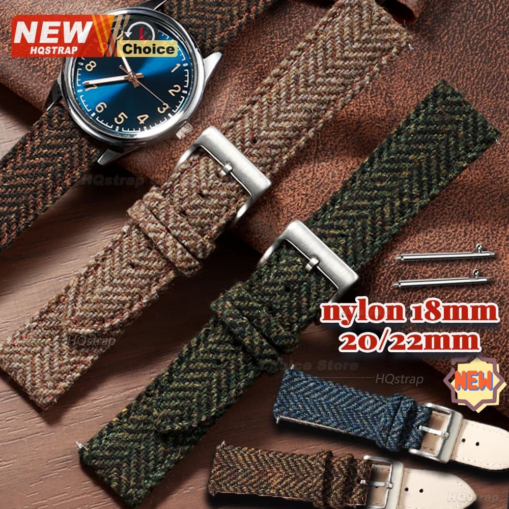 Cinturino Vintage in Nylon 18mm 20mm 22mm per Orologi Omega, Bracciale per Seiko, Cinturino Universale per Smartwatch Rolex con Sgancio Rapido