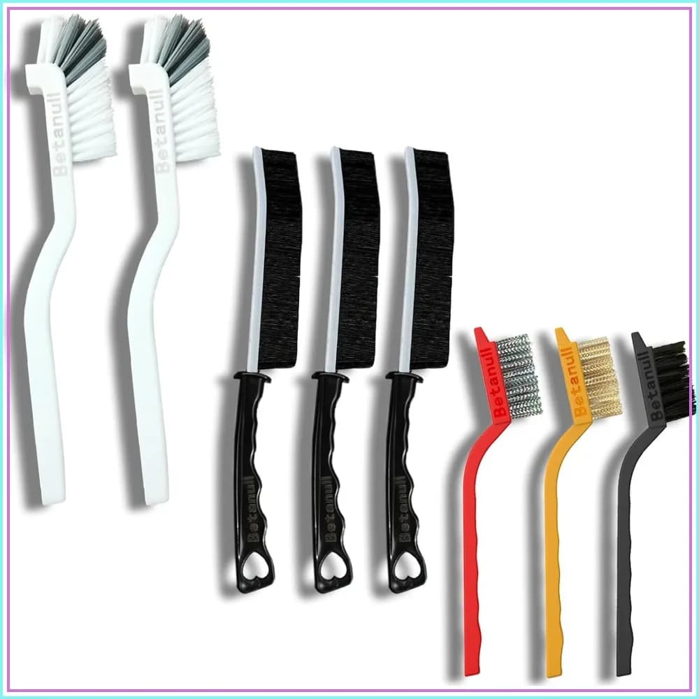 Crevice Cleaning Brush Set, Multi-Purpose Hard Bristle Brushes for Deep Cleaning Kitchen, Bathroom, Grout, Sink, Cup, Teapot, Bottle, Blender, Corners, Tight Spaces & More