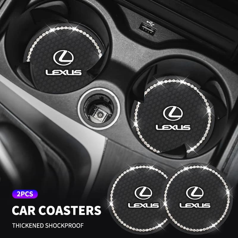 Adesivo per auto 1/2 pezzi con diamanti, tappetino antiscivolo per portabicchieri per Lexus FSPORT LBX NX RX 350h 450h ES UX 300e GS GX IS