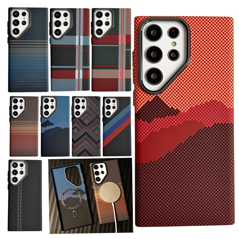 Cover Premium per Telefono con Motivo in Fibra di Carbonio Magnetica per Samsung Galaxy S26 Ultra S25 S24 S23 Plus Ultra Sottile Compatibile con Magsafe