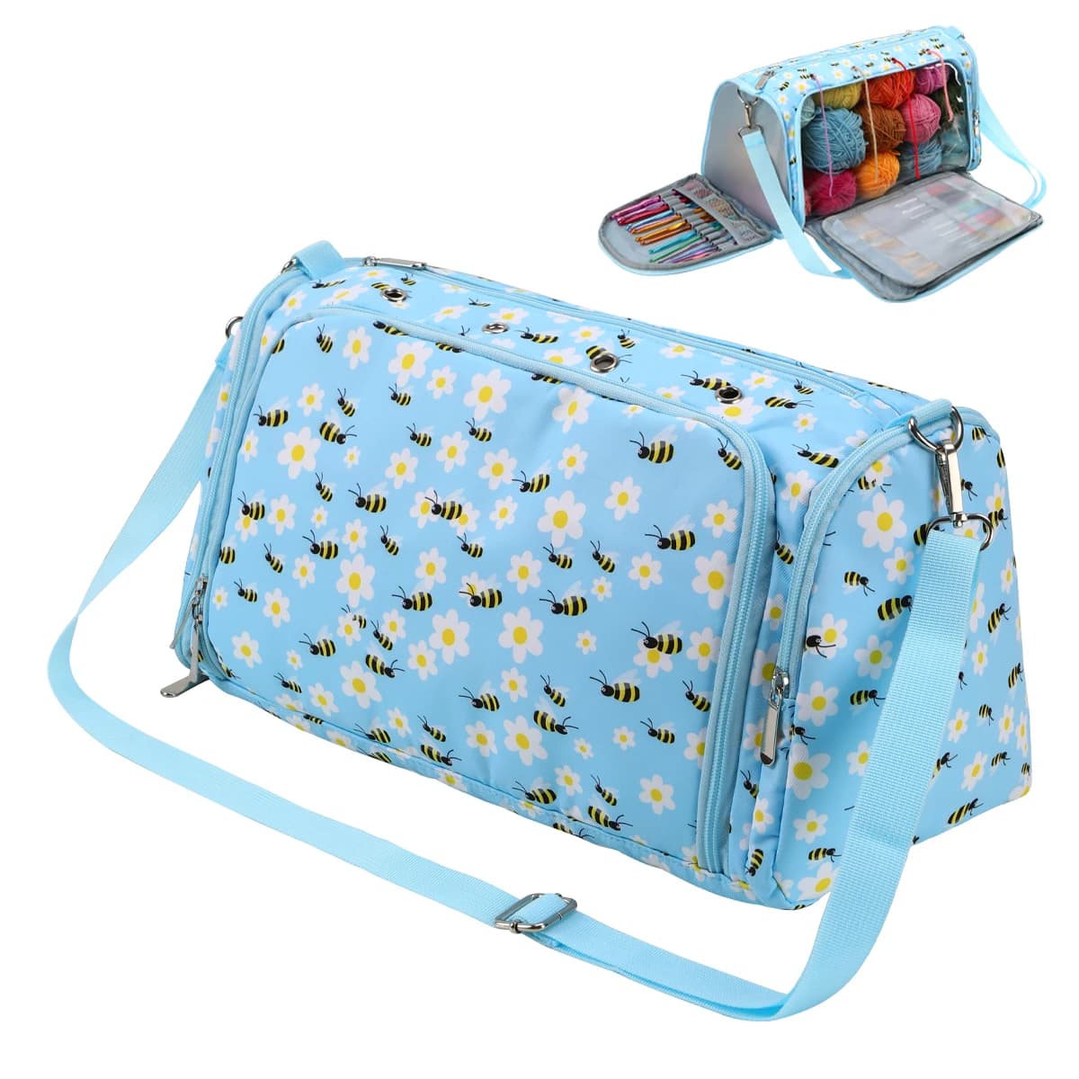 Empty Knitting Needles Yarn Storage Bag Large Capacity Crochet Hook Sewing Accessories Tools Organizer Bag Travel Supplies Bag