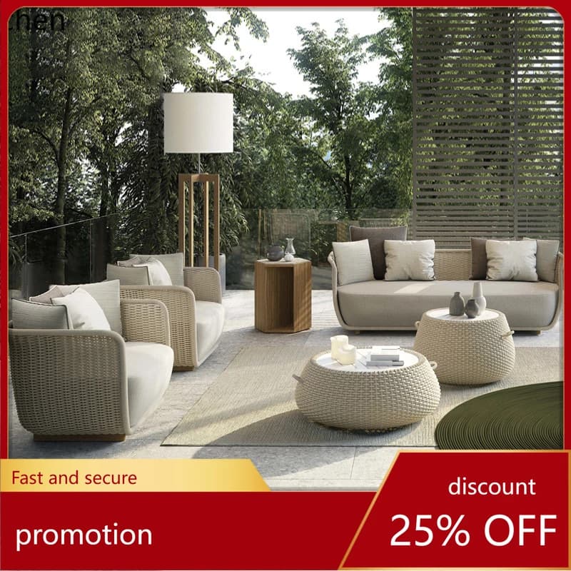 Divano da Esterno ZML in Rattan, Sedia da Giardino in Rattan, Arredamento per Terrazza di Hotel B&B