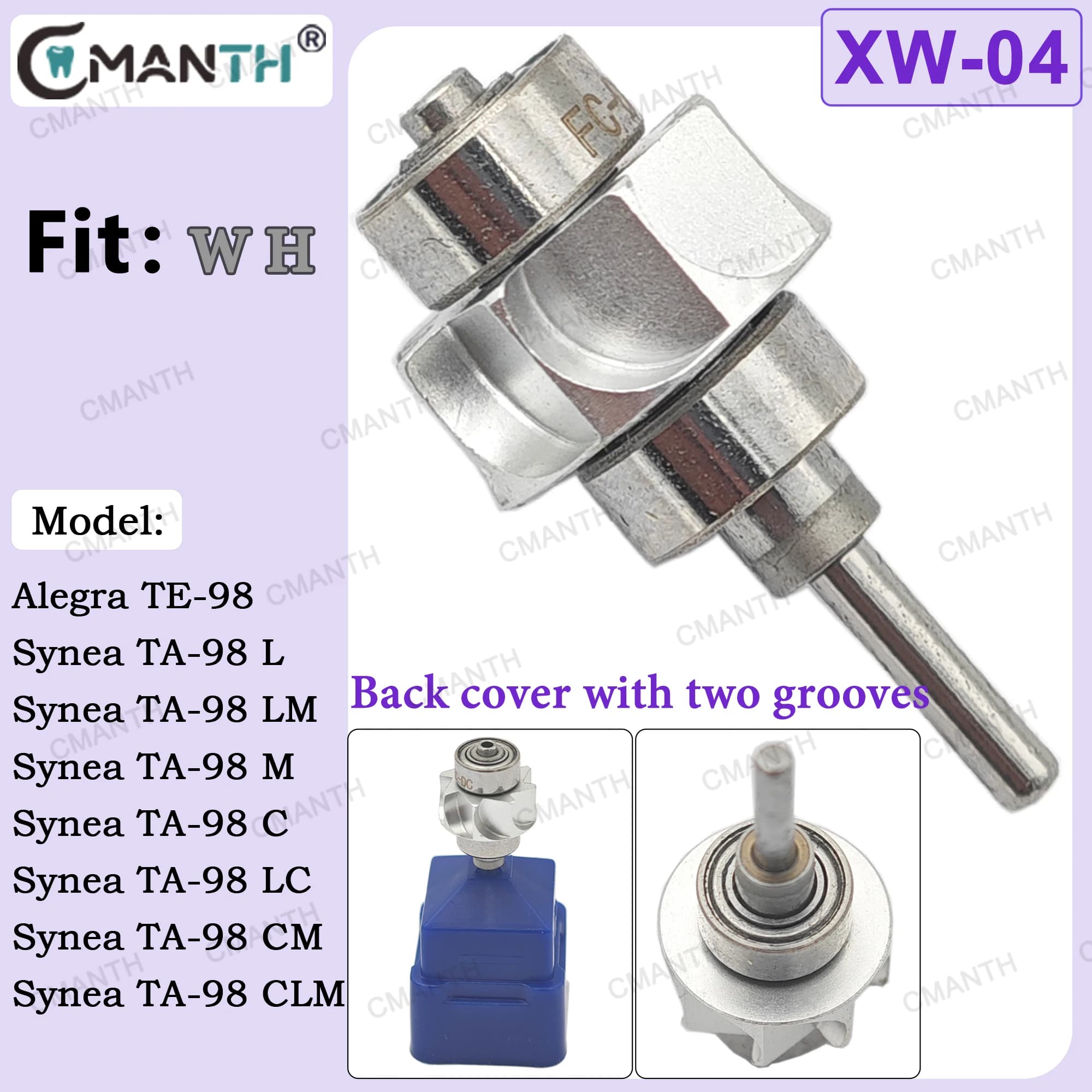 CMANTH Dental Turbine Cartridge Rotor Fit W H Alegra TE-98/ Synea TA-98-L/ LM/M/C/LC/CM/LCM High Speed Handpiece Ceramic Bearing