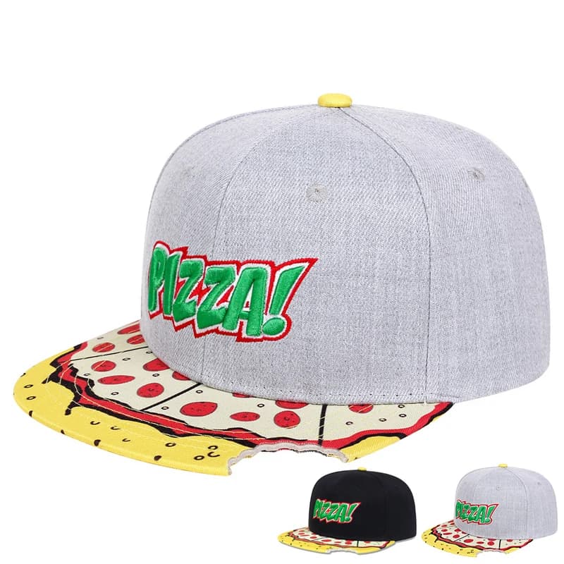 Cappello Unisex con Ricamo 'PIZZA', Stile Hip Hop, Regolabile, Protezione Solare, per Primavera Estate, Viaggi e Vacanze