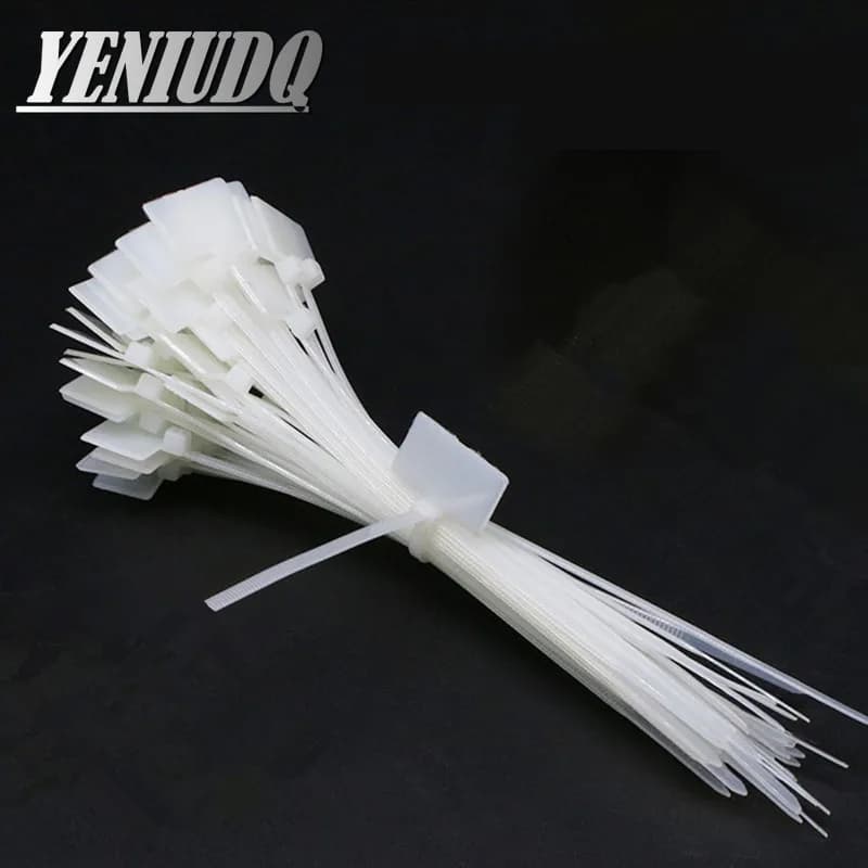 Etichette per fascette in nylon da 50 pezzi Etichetta per fascette per cavi di rete autobloccanti con cerniera