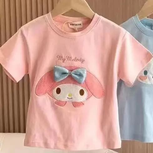 Nuova T-Shirt Estiva per Bambine 2026 con Personaggi Sanrio: Kuromi, My Melody, Cinnamoroll, Manica Corta, Kawaii, Regalo per Bambini 90-140cm