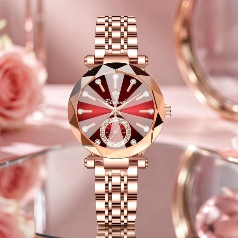 Sparkly Women's Quartz Watch Diamond Dial Solid Steel Band Reinforced Glass Waterproof Cool Wristwatch Gift for Students