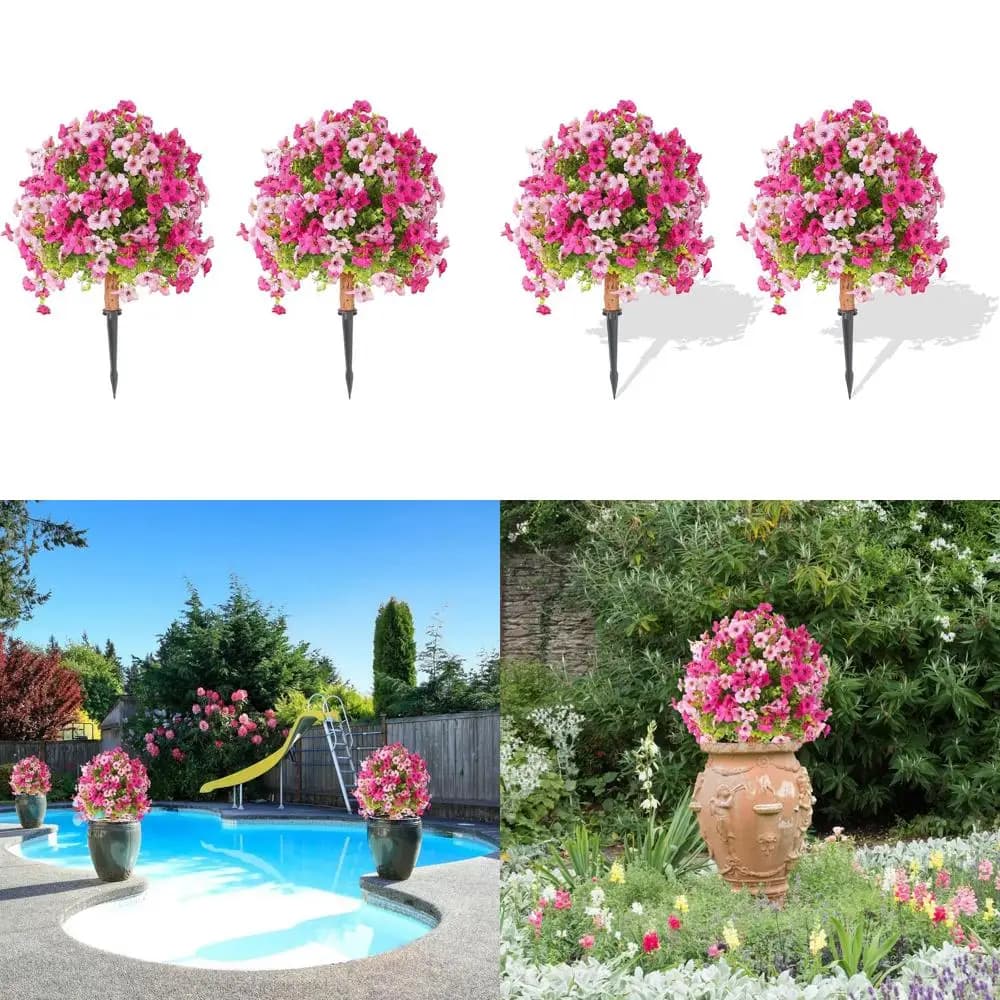 Improve Your External Space with Artificial Topiary Trees Protected by UV Rays: Set of 2 Outdoor Plants for Patio and Portico Decoration