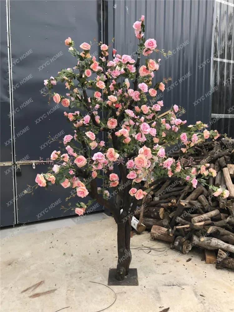 H Artificial Rose Fake Trees Large Plant Indoor Living Room Wedding Celebration Happiness Tree Decoration
