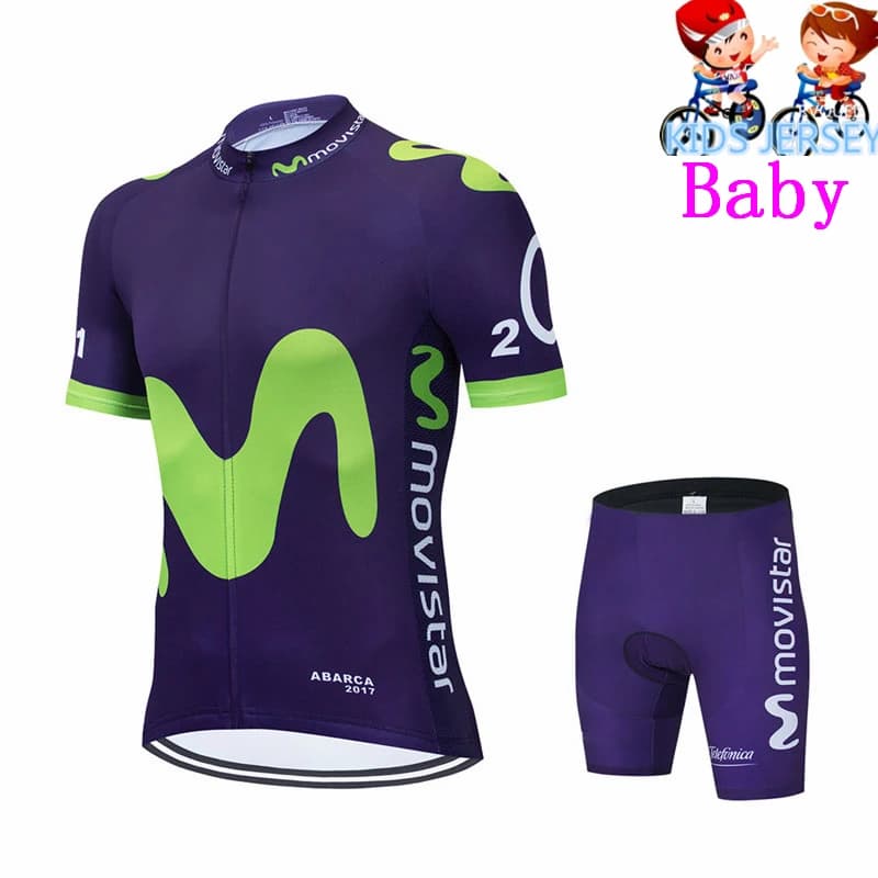 Movistar Children's Cycling Mesh Set, Shorts, Children's Bike Clothing, Breathable, Fast Drying, Kids Summer Clothing, Maillot Cycling