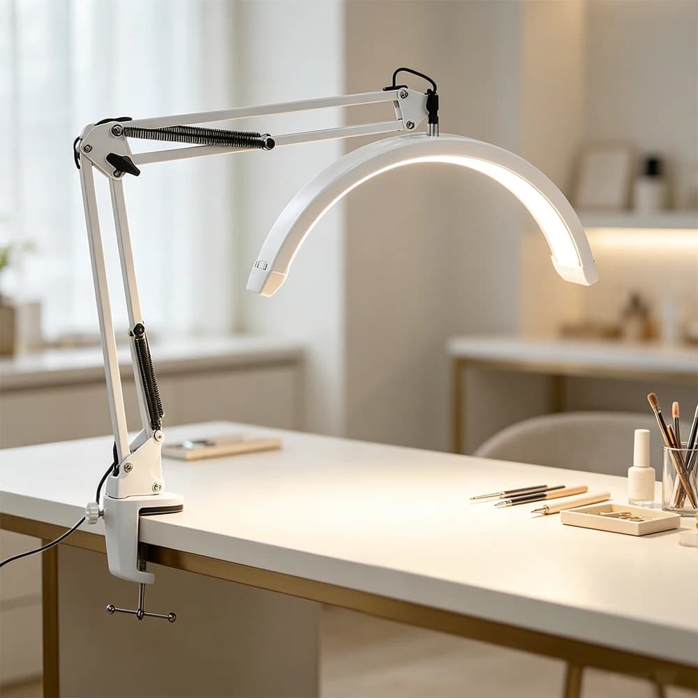 16in U-shaped Half-Moon Beauty Lamp LED Eye-Protective Lamp for Beauty Nail Art Eyelash Extensions Embroidery Eyebrow Procedures