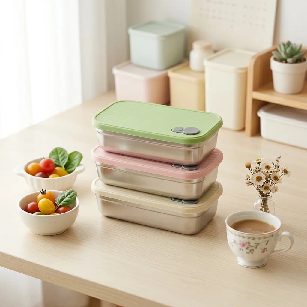 Stainless Steel Bento Box Metal Lunch Box Microwavable Food Storage Containers Stackable Meal Prep Leak-proof Adults Kids School