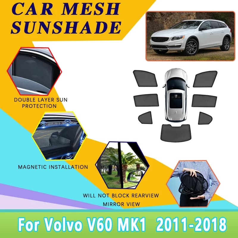 Accessori per Volvo V60 MK1 2011~2018, Parasole Laterale per Auto, Protezione UV, Tenda per Finestrino, Visiera per Parabrezza, Protezione della Privacy
