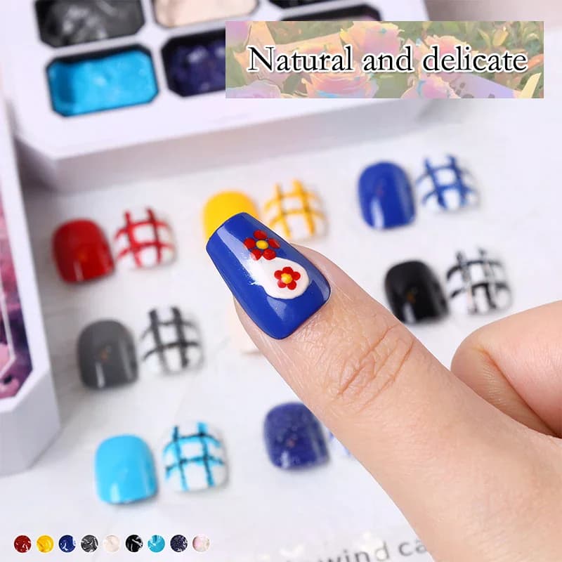 Palette Smalto Gel per Unghie Sfumato a 9 Colori, Gel Modellante Effetto Smudge in Barattolo, Alta Saturazione, Popolare, Semisolido, Lunga Durata
