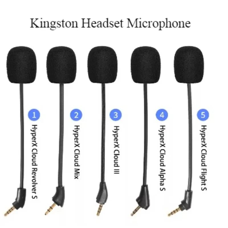 3.5 mm Microphone Replacement Game Microphone for Kingston HyperX Cloud 2 II X Core Pro Silver Cloudx