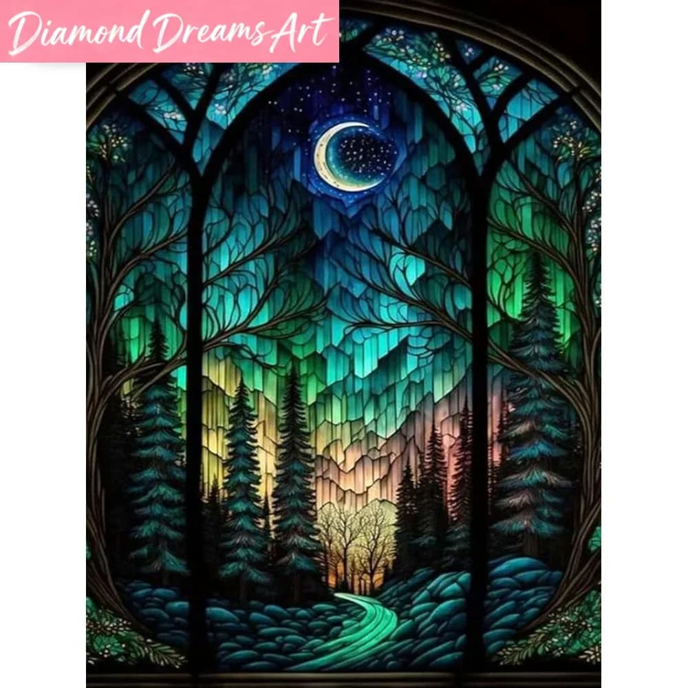 Frameless, 5D Diamond Mosaic Landscape Full Square Embroidery Tree Cross Stitch Painting Moon Home Living Room Art Craft