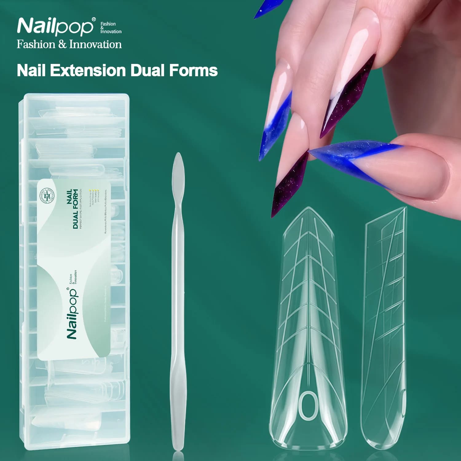 Forme Dual Nailpop per Unghie a Piramide, 15 Misure, Punte per Gel Ricostruzione Unghie French, Professionali per Salone e Fai da Te, Riutilizzabili, 75/150/360 pz