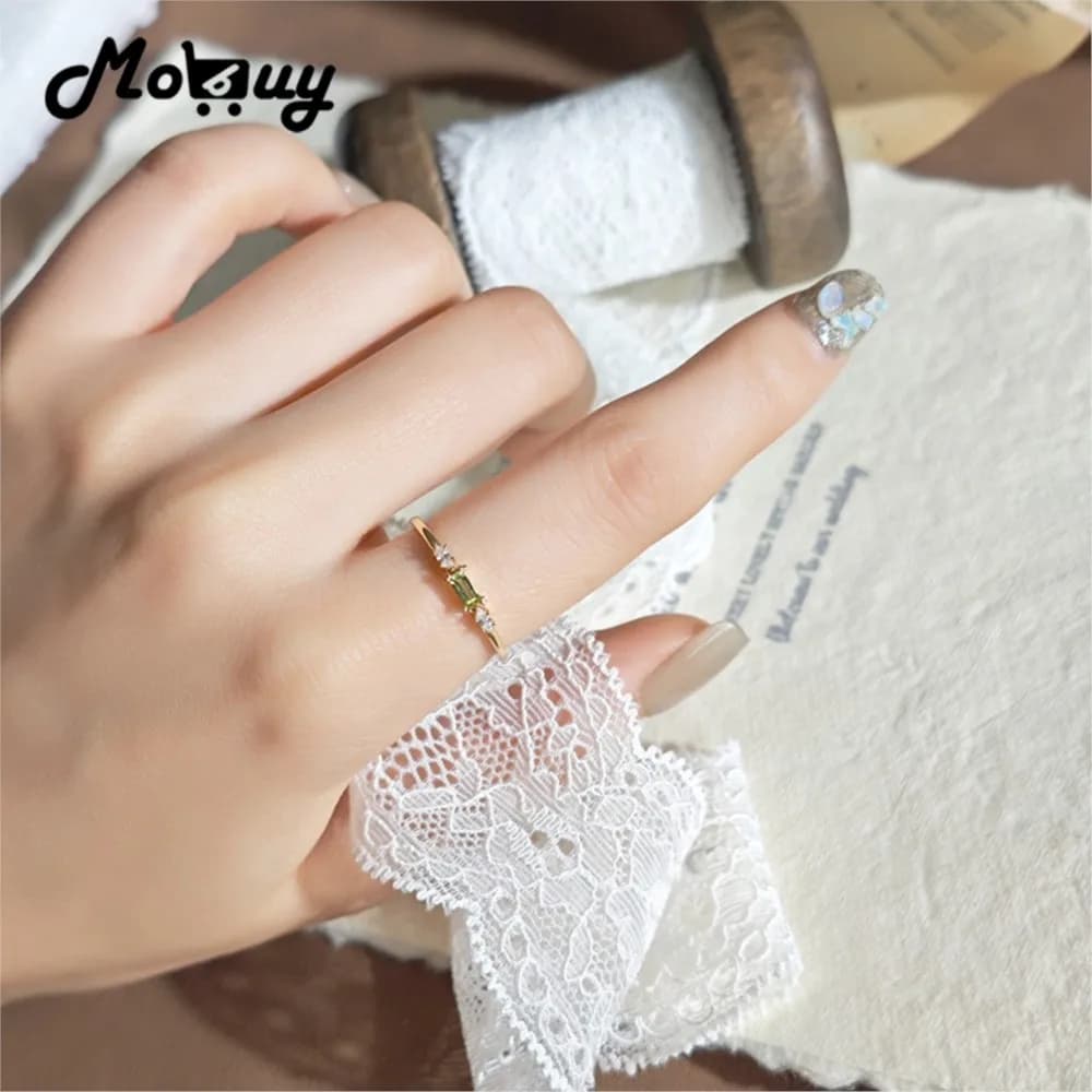MoBuy Anelli peridoto verde per donna Pietra preziosa naturale di lusso leggera S925 Argento sterling placcato oro Gioielleria raffinata Regalo di San Valentino