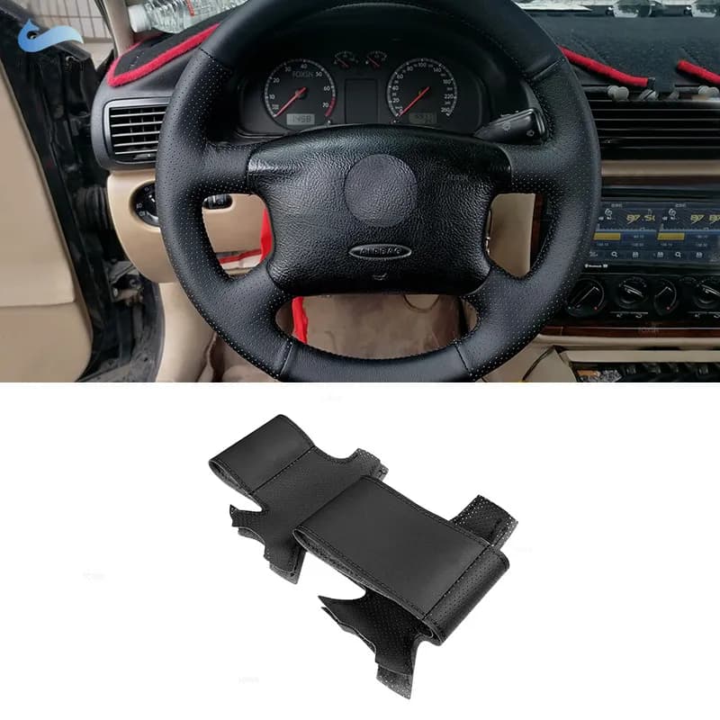 For VW Golf 4 MK4 Passat B5 1998-2005 For Audi A4 Skoda Octavia 1999-2005 4 spokes Car cover Black leather cover