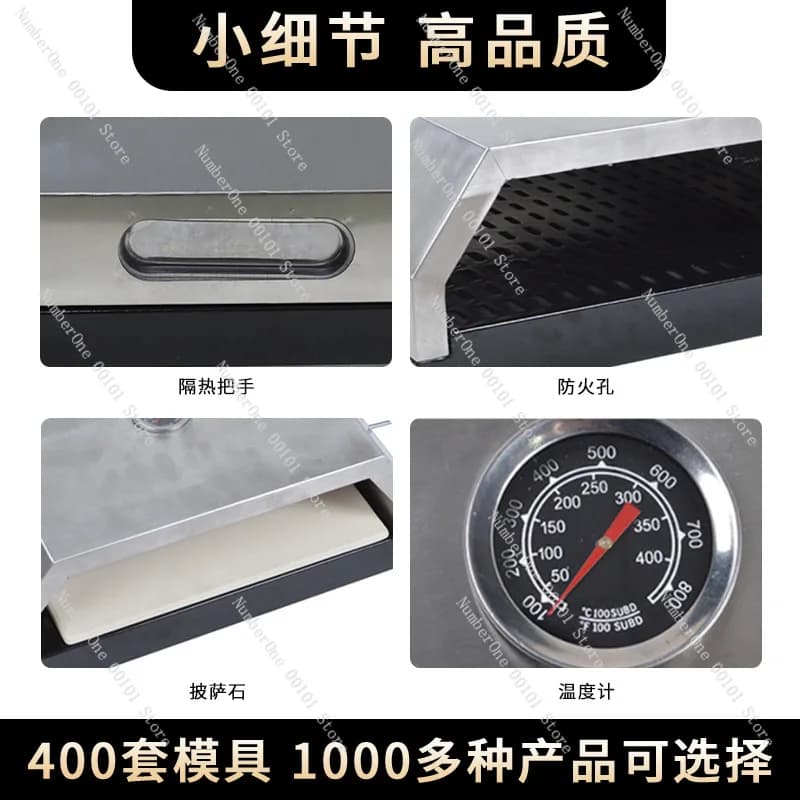 Forno per pizza in acciaio inox con pietra refrattaria, forno per pane portatile