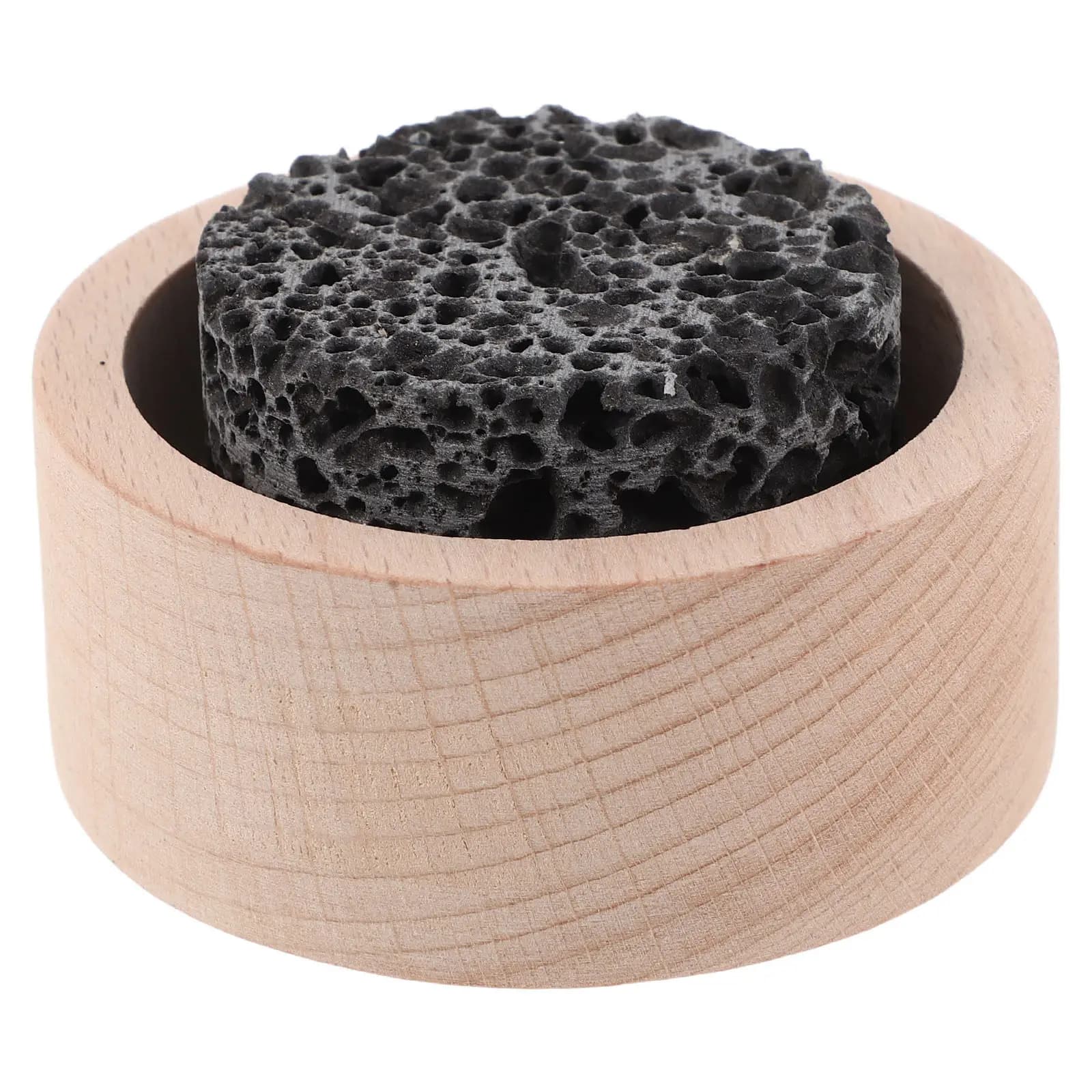 Diffusore di aromi in pietra lavica piccolo, passivo, con base in legno naturale, per oli essenziali, pietra profumata per camera da letto, ufficio, yoga