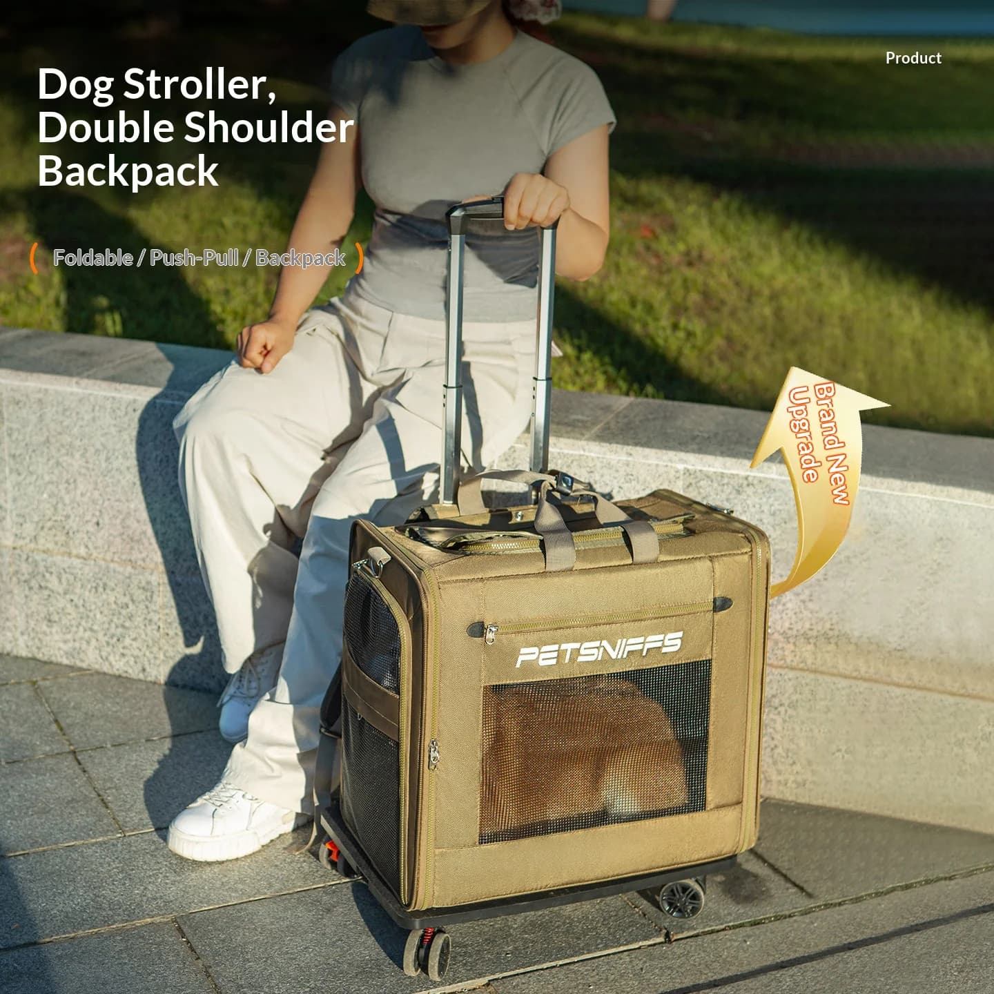 Trasportino per Animali Domestici Personalizzato con Ruote Rimovibili, 4 Ruote con Manico Telescopico, Passeggino per Cani, Borsa Trolley per Gatti