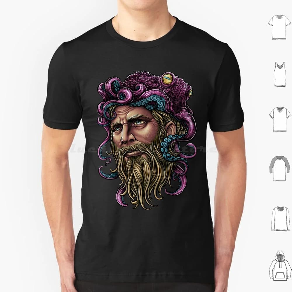 Winya No. 150-2 T Shirt Big Size 100% cotone Mostro Oldman Polpo Barba Barba Baffi Hipster Uomo Cultura Cultura Pop Cultura Vecchio