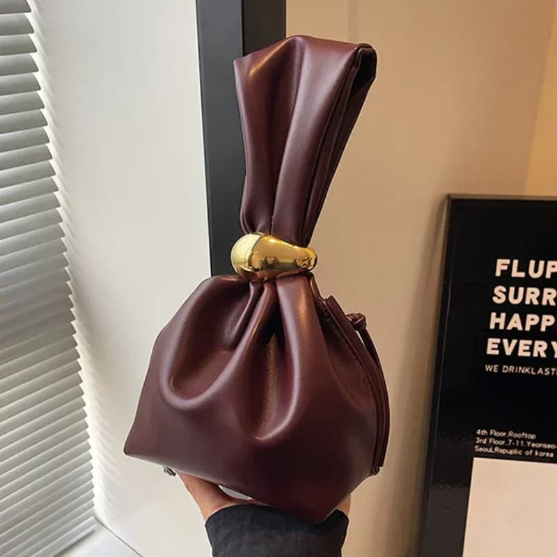 Pochette personalizzata in morbida pelle Designer di lusso da donna Mini borsa a secchiello pieghettata Temperamento Borse da sera per feste con cerniera laterale